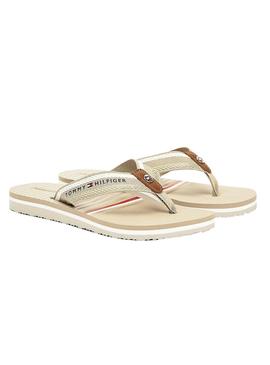 Chanclas Tommy Hilfiger Stripy Beige para Mujer