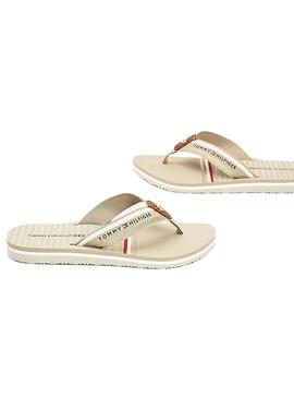 Chanclas Tommy Hilfiger Stripy Beige para Mujer