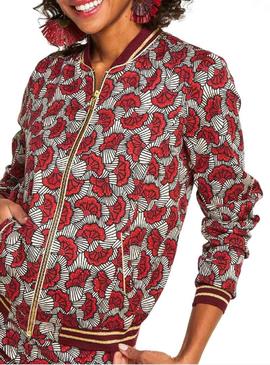 Bomber Naf Naf Print Rojo Mujer