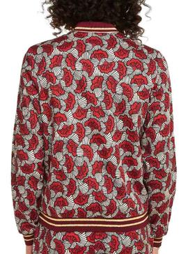 Bomber Naf Naf Print Rojo Mujer