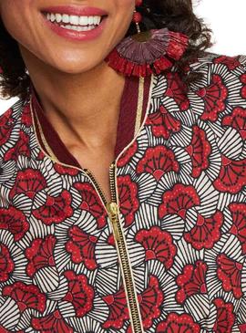 Bomber Naf Naf Print Rojo Mujer