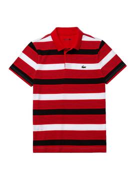 Polo Lacoste Striped Rojo para Hombre