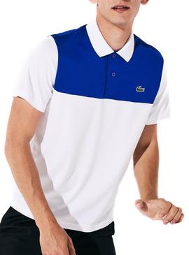 Polo Lacoste Block Ultra Dry Blanco y Azul