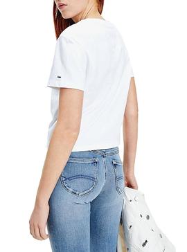 Camiseta Tommy Jeans Flag Blanco para Mujer