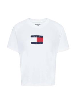 Camiseta Tommy Jeans Flag Blanco para Mujer