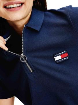 Polo Tommy Jeans Badge Azul Para Mujer