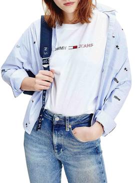 Camiseta Tommy Jeans Americana Blanco para Mujer