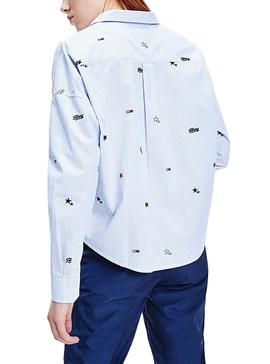 Camisa Tommy Jeans Critter Azul para Mujer