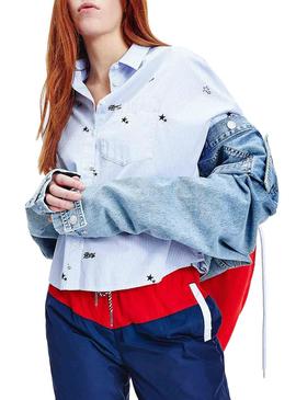 Camisa Tommy Jeans Critter Azul para Mujer