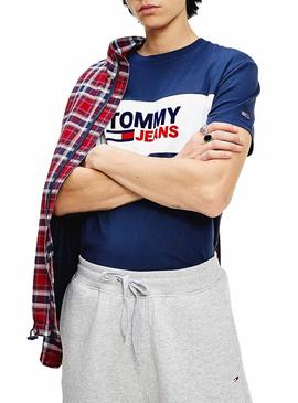 Camiseta Tommy Jeans Pieced Azul para Hombre