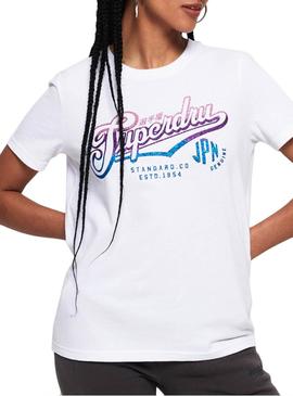 Camiseta Superdry Glitter Entry Blanco Mujer