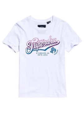 Camiseta Superdry Glitter Entry Blanco Mujer