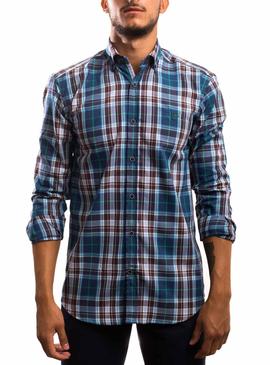 Camisa Klout Cuadros Azul y Marron para Hombre