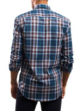 Camisa Klout Cuadros Azul y Marrón para Hombre