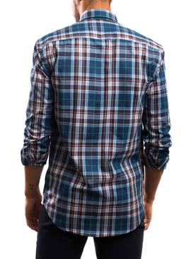 Camisa Klout Cuadros Azul y Marron para Hombre