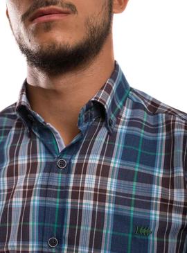 Camisa Klout Cuadros Azul y Marron para Hombre