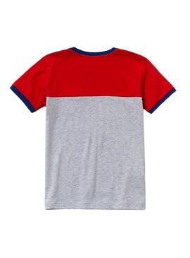 Camiseta Lacoste Color Block Gris Niño
