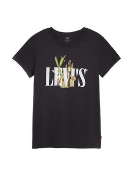 Camiseta Levis Cactus 90S Serif Logo Negro Mujer