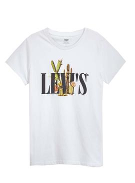 Camiseta Levis Cactus 90S Serif Logo Blanco Mujer
