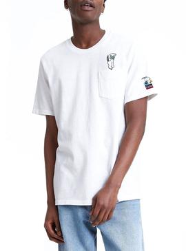 Camiseta Levis Snoopy Pocket Blanco Relaxed Hombre