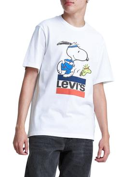 Camiseta Levis Snoopy Logo Blanco Relaxed Hombre