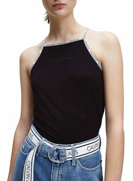 Top Calvin Klein Jeans Trim Logo Negro Para Mujer