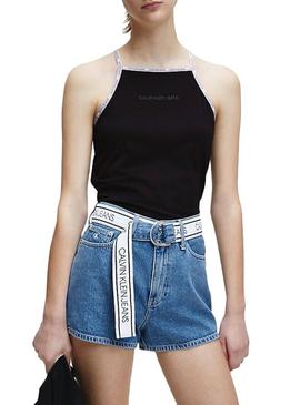 Top Calvin Klein Jeans Trim Logo Negro Para Mujer