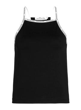 Top Calvin Klein Jeans Trim Logo Negro Para Mujer