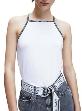 Top Calvin Klein Jeans Trim Logo Blanco Para Mujer