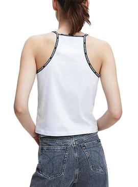 Top Calvin Klein Jeans Trim Logo Blanco Para Mujer