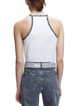 Top Calvin Klein Jeans Trim Logo Blanco Para Mujer