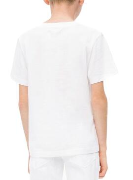 Camiseta Calvin Klein Monogram Logo Blanco Niño