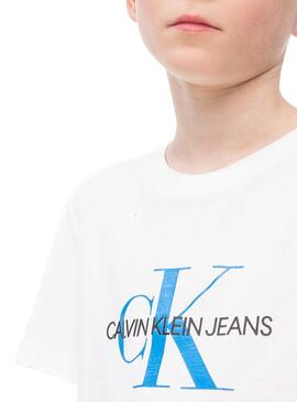 Camiseta Calvin Klein Monogram Logo Blanco Niño