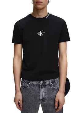 Camiseta Calvin Klein Center Monogram Negro Hombre