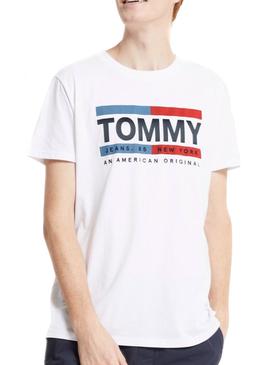 Camiseta Tommy Jeans Box Logo Blanco para Hombre