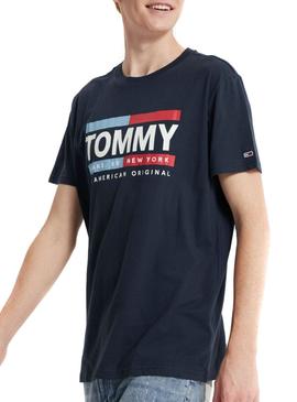 Camiseta Tommy Jeans Box Logo Marino para Hombre