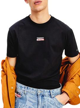 Camiseta Tommy Jeans Small Logo Negro para Hombre