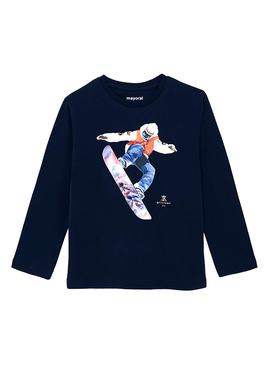 Camiseta Mayoral Snowboard Marino Para Niño