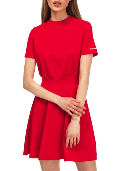 Vestido Calvin Klein SS RIB Rojo Mujer