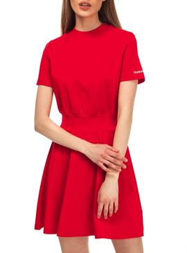 Vestido Calvin Klein SS RIB Mix Rojo Mujer