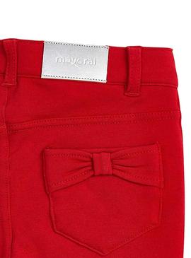 Pantalon Mayoral Felpa Lazos Rojo Para Niña