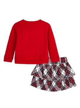 Conjunto Mayoral Falda Cuadros Rojo Para Niña