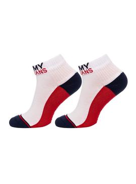Pack Calcetines Tommy Jeans Flag Unisex Blanco 