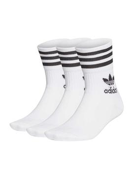 Calcetines Adidas 3 Pares Mid Cut Blanco Niños