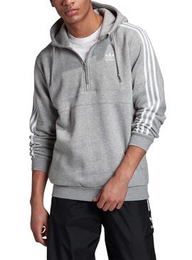 Sudadera Adidas 3 bandas Media Cremallera Gris