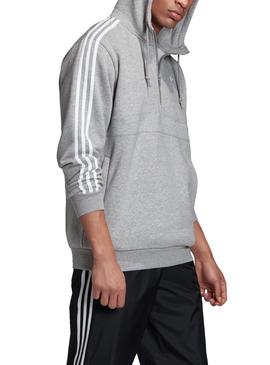 Sudadera Adidas 3 bandas Media Cremallera Gris