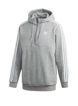 Sudadera Adidas 3 bandas Media Cremallera Gris