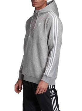 Sudadera Adidas 3 bandas Media Cremallera Gris