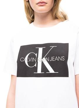 Vestido Calvin Klein Iconic Monogram Blanco Mujer