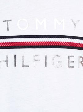 Camiseta Tommy Hilfiger Flag Tape Blanco para Niña